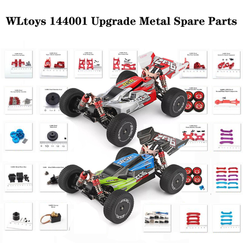 WLtoys 144001 1/14 красный обновленный металлический дифференциал для машинки на радиоуправлении, запасные части, винтовой фланцевый рукав, набор инструментов для рулевого стакана, Комплект рулевой тяги ► Фото 1/6