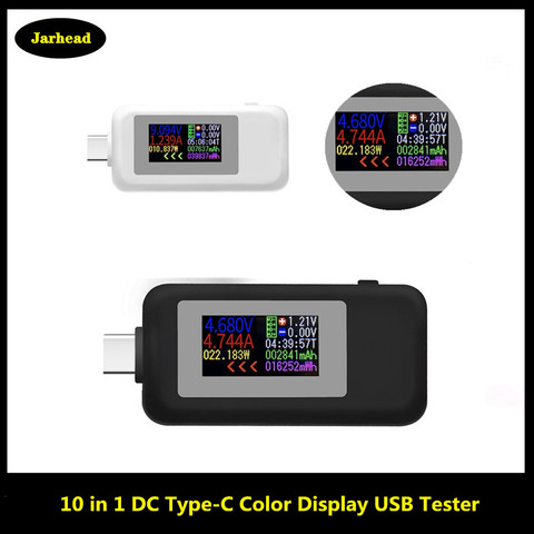 10 в 1 DC USB тестер Type-C, измеритель тока 4-30 в, измеритель времени, амперметр, цифровой монитор, индикатор питания, зарядное устройство ► Фото 1/6