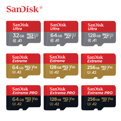 Sandisk карта памяти Micro SD, класс 10, 16 ГБ, 32 ГБ, 64 ГБ, 128 ГБ, 200 ГБ, 256 ГБ ► Фото 1/6