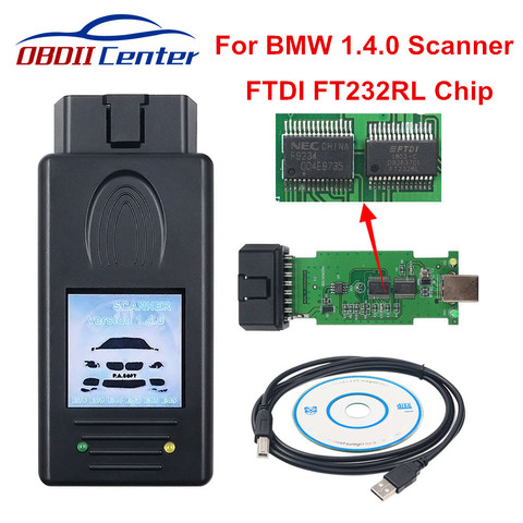 Диагностический сканер OBDII, USB интерфейс для BMW 1,4 FTDI FT232RL, версия для разблокировки, 2022 ► Фото 1/6