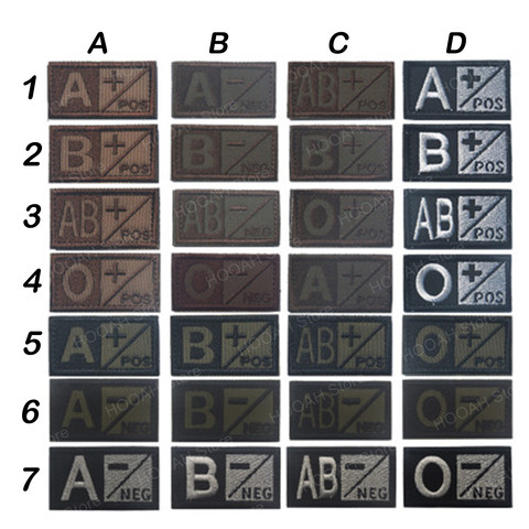 Спортивные сувениры черного и зеленого цвета, военная нашивка типа крови, 3D нашивки с вышивкой A + B + AB + O +, позитивная фотооболочка коричневого цвета ► Фото 1/6