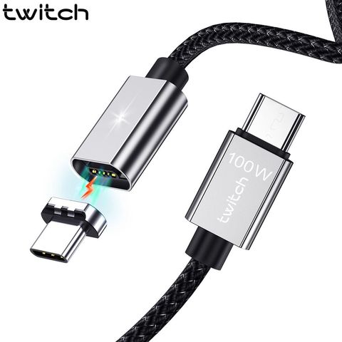 Магнитный кабель Twitch USB C к USB Type C для Xiaomi Redmi Note 8, быстрая зарядка 4,0 PD 100 Вт, быстрая Магнитная Зарядка для MacBook Pro ► Фото 1/6