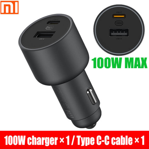 Автомобильное зарядное устройство Xiaomi Быстрая зарядка версия 1A1C 100 Вт USB-C 100 Вт Максимальная Быстрая зарядка/USB-A, USB-C выход с двумя портами ► Фото 1/6