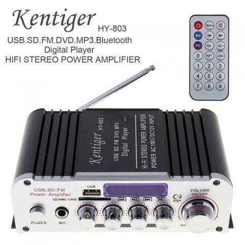 Kentiger автомобильный усилитель, 2 канала, HIFI, Bluetooth, mp3, 12 В, стерео усилитель мощности, FM радио плеер ► Фото 1/6