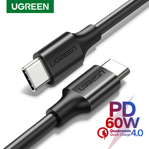 Кабель UGREEN, 60 Вт, USB C-USB Type-C, PD QC 4,0, кабель для быстрой зарядки и передачи данных для Macbook, Samsung S9 Plus, кабель USB C для Huawei Mate 20 ► Фото 1/6