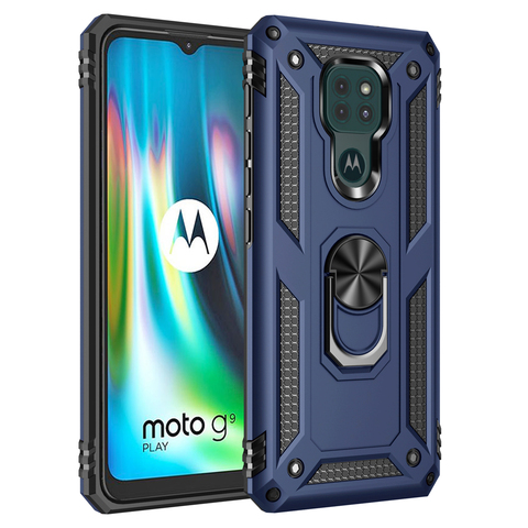 Чехол-подставка с кольцом для Motorola Moto G9 Play Power E7 Plus G9plus G9play E7plus G9power, ударопрочный чехол-бампер из ТПУ ► Фото 1/6