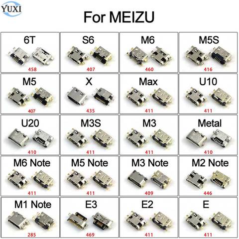 10 шт., сменный разъем YuXi для Meizu 6T S6 M1 M2 M3 M3S M5 M5S M6 Note U10 U20 E E2 E3 Max X USB Jack, разъем зарядного порта ► Фото 1/6