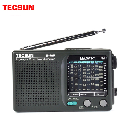 TECSUN R-909 магнитола fm/mw/sw 9 диапазонов мирового диапазона приемник ультра-тонкий портативный радио ► Фото 1/6