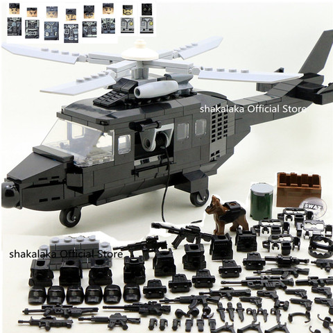 SWAT Военный военный вертолет WW2 команда спецназа солдат CS строительные блоки кирпичи фигурки развивающие подарки игрушки набор для мальчико... ► Фото 1/2