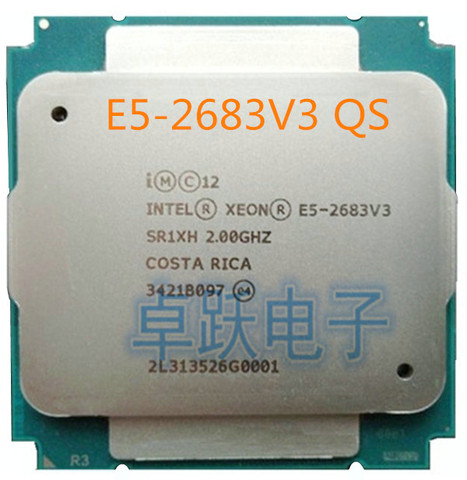 E5 2683 V3 Оригинальный процессор Intel Xeon E5-2683 V3 QS 2,0 ГГц 14-core 35 Мб FCLGA2011-3 22 нм 120 Вт E5 V3 ► Фото 1/2