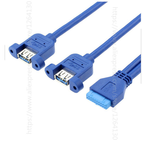 Двойной USB 3,0 женское винтовое крепление к материнской плате 20-контактный разъем кабель с кронштейном PCI компьютерное шасси задняя панель ли... ► Фото 1/6