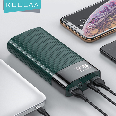 KUULAA PowerBank 20000 мАч QC PD 3,0 повербанк быстрой зарядки 20000 мАч USB внешний аккумулятор зарядное устройство для Xiaomi Mi 10 9 ► Фото 1/6