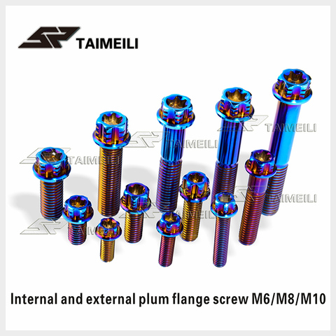 Титановый винт TAIMEILI, винт с фланцевой головкой torx M6M8M10x15/2025/3035/40/55/60/70 мм, шаг резьбы винта 1,25/1,5, мотоциклетные тормоза ► Фото 1/6