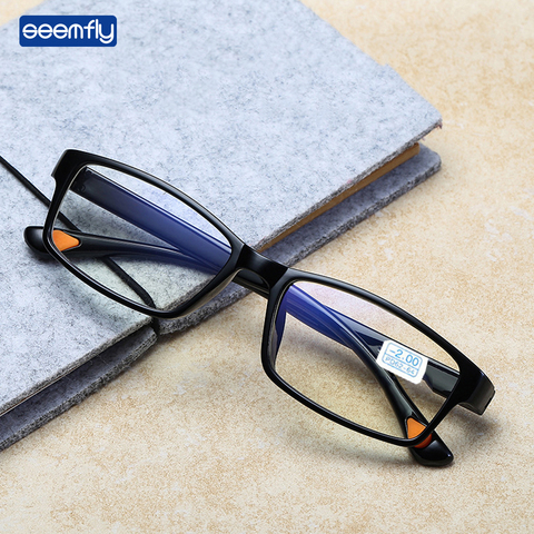 Очки Seemfly TR90 в полной оправе для близорукости, ультралегкие квадратные очки для близорукости, очки для студентов с диоптриями от-1,0 до-4,0 ► Фото 1/6
