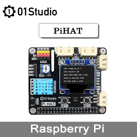 01Studio PiHAT Raspberry Pi 3B 3B + 4B макетная демо Плата расширения, модуль программирования питона 2G 4G 8G ► Фото 1/5