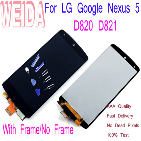 ЖК-дисплей WEIDA 4,95 дюйма для LG Google Nexus 5 D820 D821, дигитайзер сенсорного экрана в сборе, рамка с инструментом 1920*1080 ► Фото 1/6