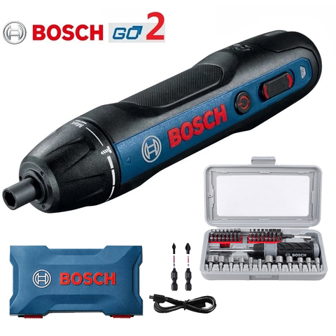 Набор оригинальных электрических отверток Bosch Go2, 3,6 В, перезаряжаемый автоматический шуруповерт, ручная дрель Bosch Go 2, электрический набор инструментов ► Фото 1/6