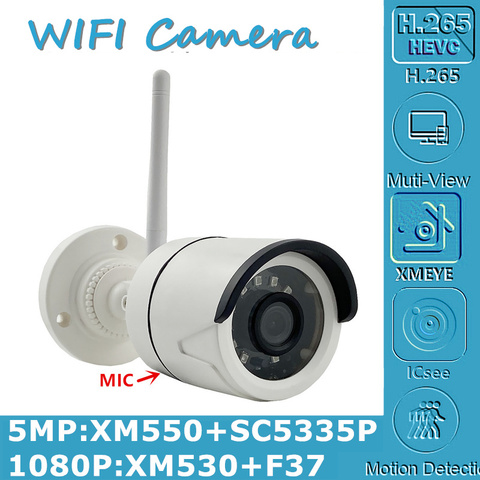 Wi-Fi беспроводной микрофон, 5 МП, 2 Мп, IP, цилиндрическая камера 2592*1944 1080P, макс. 128 ГБ, SD-карта, P2P, ночное видение, IRC, видеонаблюдение ► Фото 1/6