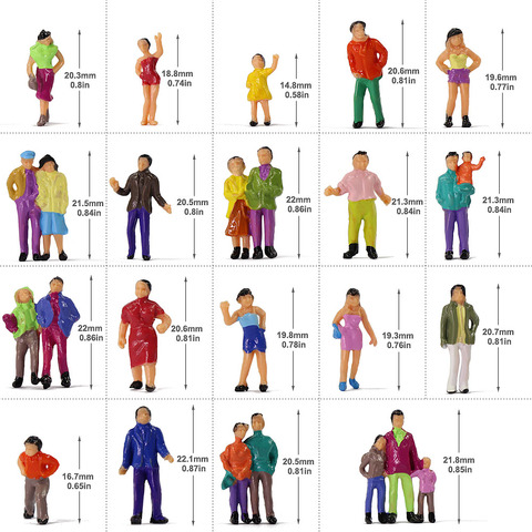 100 шт. HO Масштаб Окрашенные цифры люди модель масштаба 1:87 Модель поезда пассажиров Ассорти позу ► Фото 1/6