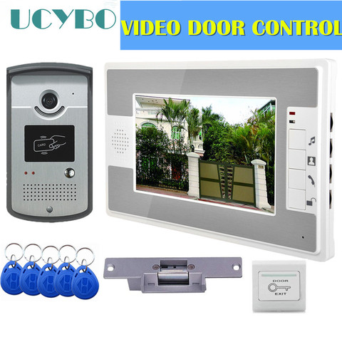 Видеодомофон система контроля доступа двери камеры водонепроницаемый 1000TVL RFID Электрический дверной замок 7 
