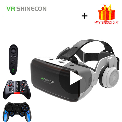 VR Shinecon G06E шлем 3D очки виртуальной реальности для iPhone Android смартфона 3 D умные виар игр смарт смартфонов дополненной телефона видео комплект а... ► Фото 1/6