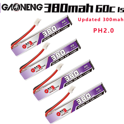 Gaoneng GNB 380 мАч 1S 3,8 в 60C PH2.0 разъем 4,35 в литий-полимерный аккумулятор для UK65 US65 Happymodel Mobula7 Snapper BetaFPV 65S Дрон ► Фото 1/6