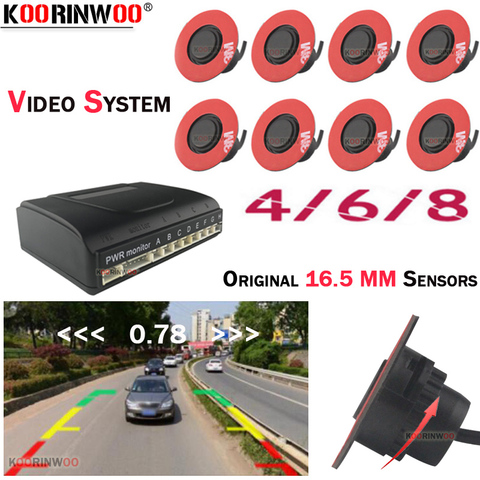 Koorinwoo парктроник 13 мм плоские поворотные автомобильные парковочные датчики 8/6/4 подсветка передний задний зуммер 12 В для Android DVD видео систем... ► Фото 1/6