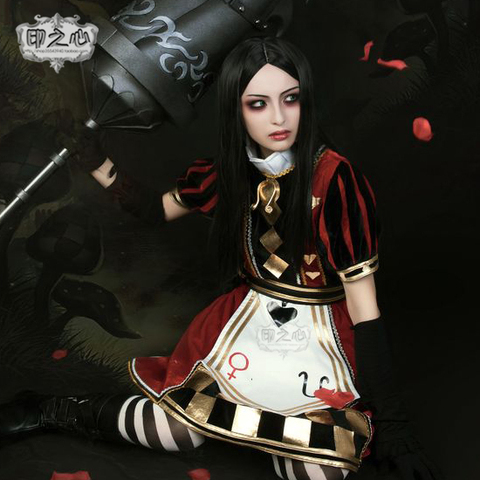 Аниме Алиса: Madness Returns костюмы для косплея роялти/Игральные карты Униформа костюм Женский Хэллоуин вечерние ролевые игры Лолита платье ► Фото 1/6