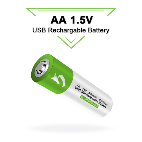 Литий-ионная аккумуляторная батарея высокой емкости 1,5 в AA 2600 МВт-ч с USB для пульта дистанционного управления мышью и маленьким вентилятором... ► Фото 1/6