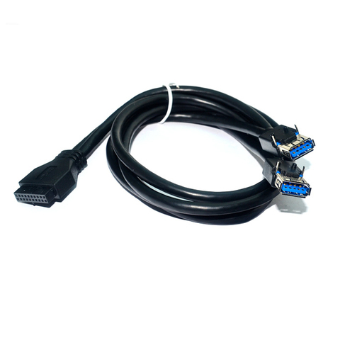 Высокоскоростной Кабель USB 3,0 20pin 2 порта USB3.0 Hub USB 3,0 кабель адаптера передней панели с фиксированной ножкой для настольного ПК черного цвета ► Фото 1/4