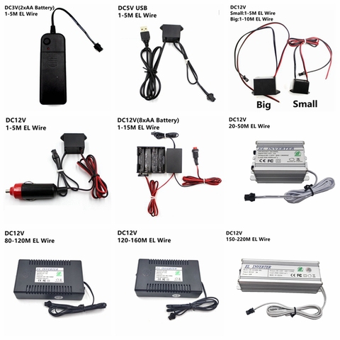 DC 3V AA 5V USB 12V адаптер питания, контроллер драйвера, инвертор для 1-220M электролюминесцентный провод El светильник ► Фото 1/1