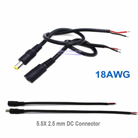 18AWG 0,75 мм 5,5X2,1 мм Женский/Мужской DC разъем питания Соединительный кабель 30 см 50 см для 5050 5054 5630 Светодиодная лента ► Фото 1/6