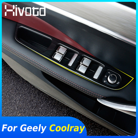 Для Джили Кулрэй Geely Coolray 2022-2022 кнопки на окно автомобиля, стеклянный подъемный переключатель, панель, крышка двери, подлокотник, ручка, рамка, наклейка, аксессуары, автомобильные товары ► Фото 1/6