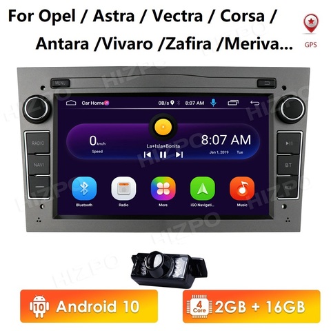 Ossuret Android 10 2DIN автомобильный радиоприемник GPS WiFi плеер для opel Vauxhall Astra H G J Vectra Antara Zafira Corsa Vivaro Meriva без DVD ► Фото 1/6