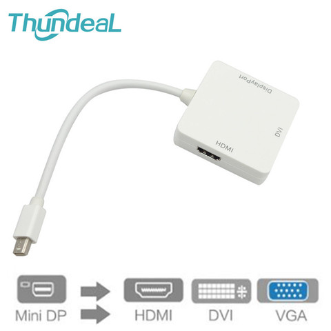 3 в 1 MINI DP Thunderbolt Дисплей Порты и разъёмы к VGA, HDMI, dvi Дисплей Порты и разъёмы Кабель-адаптер для Apple MacBook Pro AIR Мини iMac монитор тв ► Фото 1/6