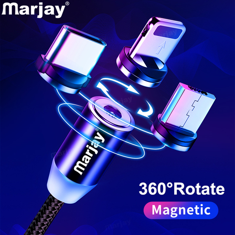 Mагнитный кабель Marjay для быстрой зарядки Micro usb type C кабель для iPhone samsung Xiaomi Мобильный телефон магнитная зарядк ► Фото 1/6
