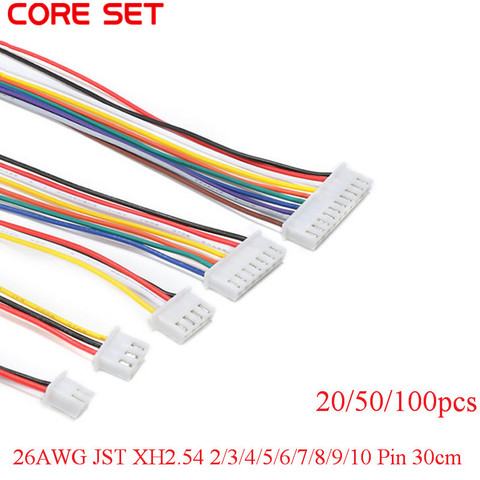 100/50/20 шт./лот, 26AWG JST XH2.54 2/3/4/5/6/7/8/9/10 Pin, разъем 2,54 мм, разъем с проводным кабелем, длина 30 см ► Фото 1/5