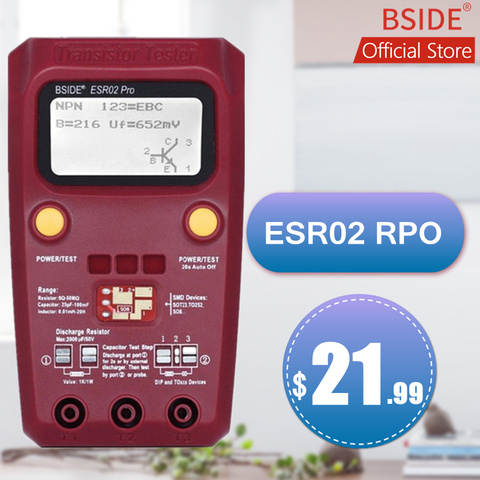 BSIDE ESR02PRO Цифровой транзистор SMD компоненты тестер Диод Триод Емкость индуктивность мультиметр метр ► Фото 1/6