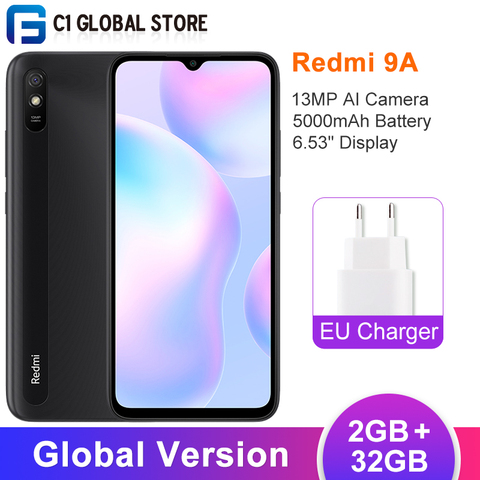 Глобальная версия Xiaomi Redmi 9A 2 Гб оперативной памяти, 32 Гб встроенной памяти, смартфон, Процессор MTK Helio G25 Octa Core 6,53 