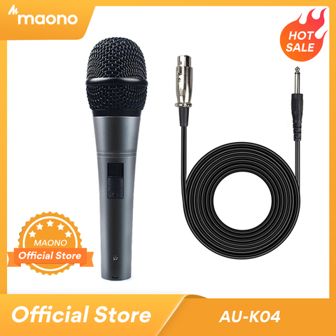 Профессиональный динамический микрофон MAONO K04, кардиоидный голосовой проводной микрофон с кабелем XLR, подключи и играй, микрофон для сцены, к... ► Фото 1/6