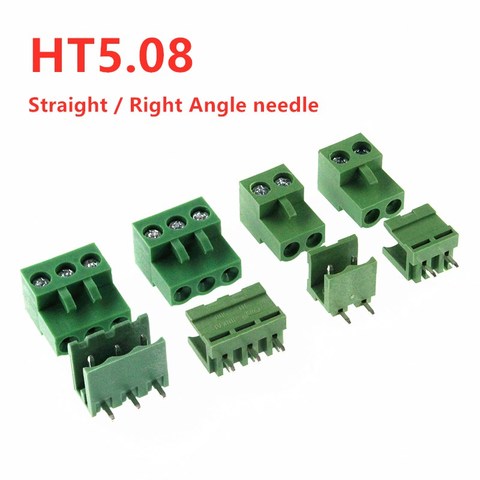 5 комплектов HT5.08 5,08 мм Шаг 2/3/4/5P 6P 8P винтовой разъем PCB Клеммная колодка прямой/правый угол штырь подключенный bornier разъем ► Фото 1/6