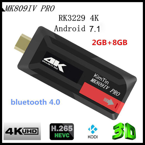 ТВ-ключ MK809IV 4K, Android 7,1, HDR H.265 ОЗУ 2 Гб ПЗУ 8 ГБ, Bluetooth 4,0, Miracast, ТВ-флешка для DLNA, AirPlay, мини-ПК ► Фото 1/6
