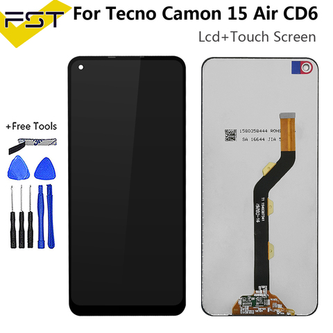 ЖК-дисплей 6,6 дюйма для Tecno Camon 15 Air CD6, ЖК-дисплей, сенсорный экран в сборе для Tecno Camon15 air CD6, экран, полная комплектация, запасные части ► Фото 1/5