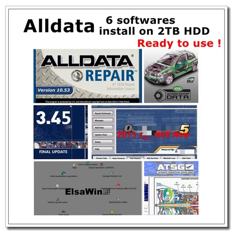 Программное обеспечение для ремонта автомобиля Alldata 10,53, яркие данные о цехе, ElsaWin6.0 ATSG 2017 Auto .. data 3,45 Mit .. chell, хорошо установить на 2 ТБ HDD ► Фото 1/6