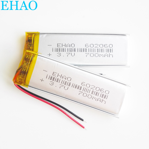 2 шт./лот 3,7 V 700mAh литий-полимерный LiPo аккумуляторная батарея 602060 для Mp3 GPS Bluetooth электронная книга динамик LED свет ► Фото 1/6