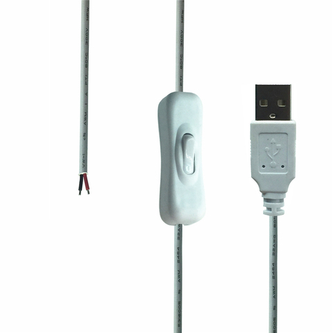 5 в USB 2,0 штекер 2pin 2 провода зарядный кабель шнур DIY 1 м провод с переключателем ► Фото 1/5