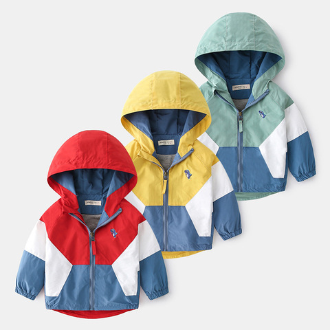2022 детские куртки на весну для мальчиков, с капюшоном, в стиле «пэчворк» для детей, верхняя одежда для мальчиков, ветровка осень свободного покроя для девочек; Пальто; Одежда для детей От 2 до 6 лет ► Фото 1/6