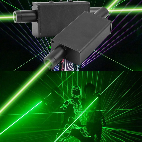 Ручной зеленый лазерный мини-проектор с двумя головками, перезаряжаемый сцсветильник ческий светильник с эффектом танцев для бара, диджея, ... ► Фото 1/6