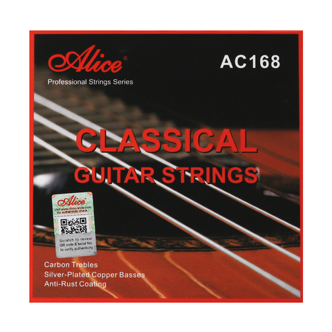 Высококачественный набор струн Alice AC168 для классической гитары, Посеребренная медь, углерод, нейлоновый сердечник, антикоррозийное покрыти... ► Фото 1/6