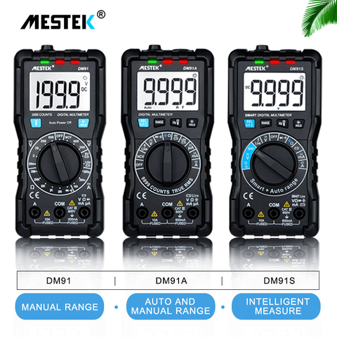 Цифровой мультиметр MESTEK DM91/DM91A/DM91S, 9999 отсчетов, амперметр постоянного/переменного тока, вольтметр, Омметр, измеритель напряжения, HFE, NVC, тестер емкости ► Фото 1/6